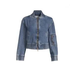 NWT ANTHROPOLOGY WALTER BAKER Sadey Bomber Jacket, Dark Wash Denim Size S